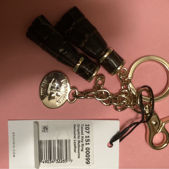 Double tassel key ring in graphite - Picture 3 of 3